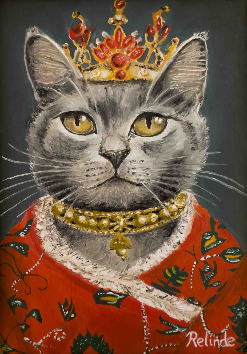 The Queen Cat - Oil painting on plywood - 11,5 x 16,5 cm