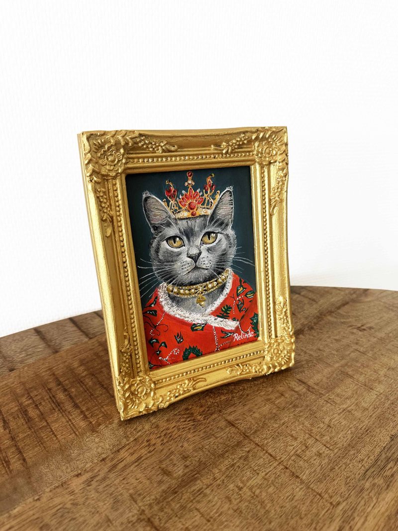The Queen Cat - Oil painting on plywood - 11,5 x 16,5 cm