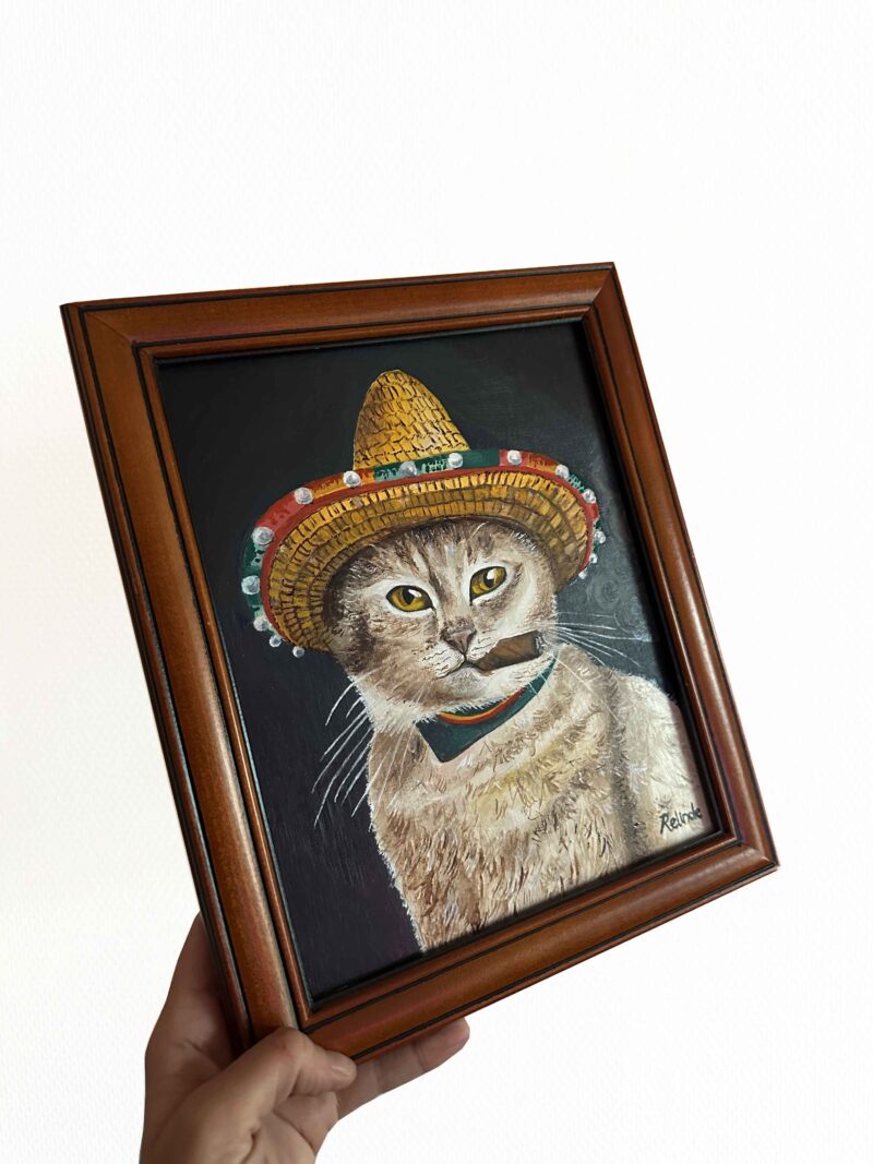 The Mexican Cat - Oil painting on plywood - 20 x 25 cm