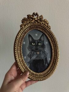 The Mysterious Cat - Oil paint on plywood - 13 x 17 cm